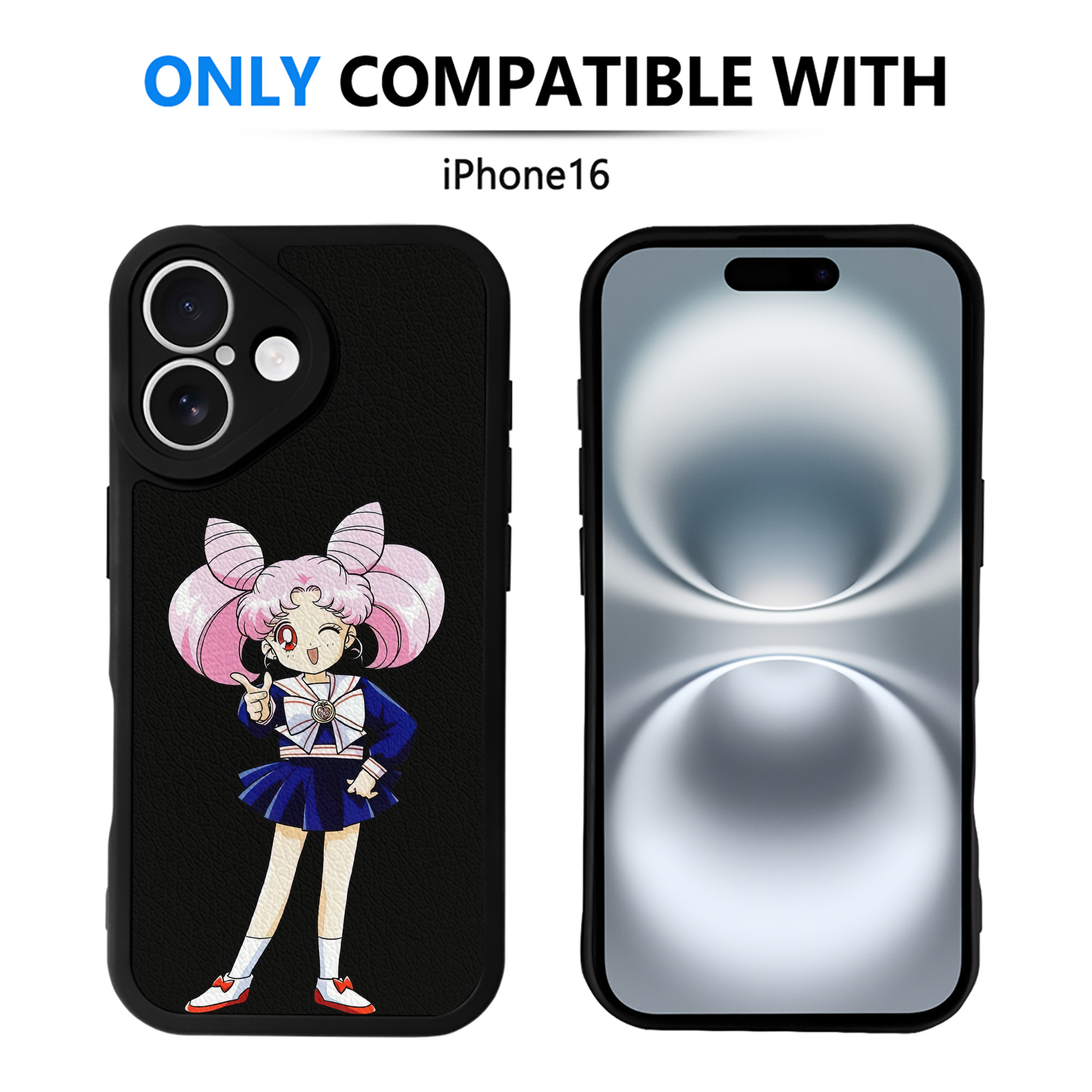 （画像用） 美少女戦士セーラームーン ちびうさ Sailor Moon Chibiusa Tsukino Usagi Small Lady Serenity 【iPhone 16シリーズ対応】シリコンスマホケース（レザー調） 材質：シリコン